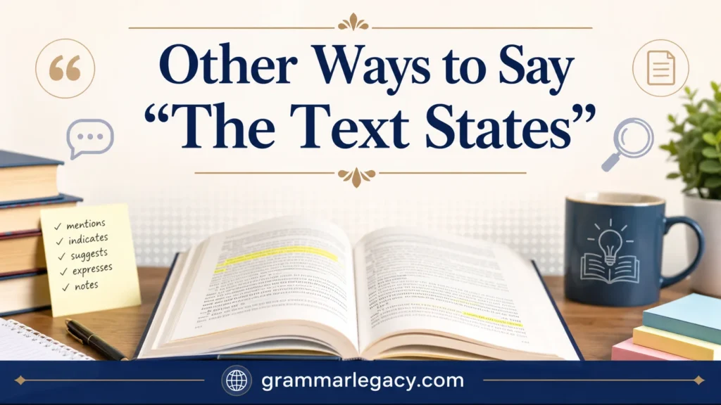 Other Ways to Say “The Text States”